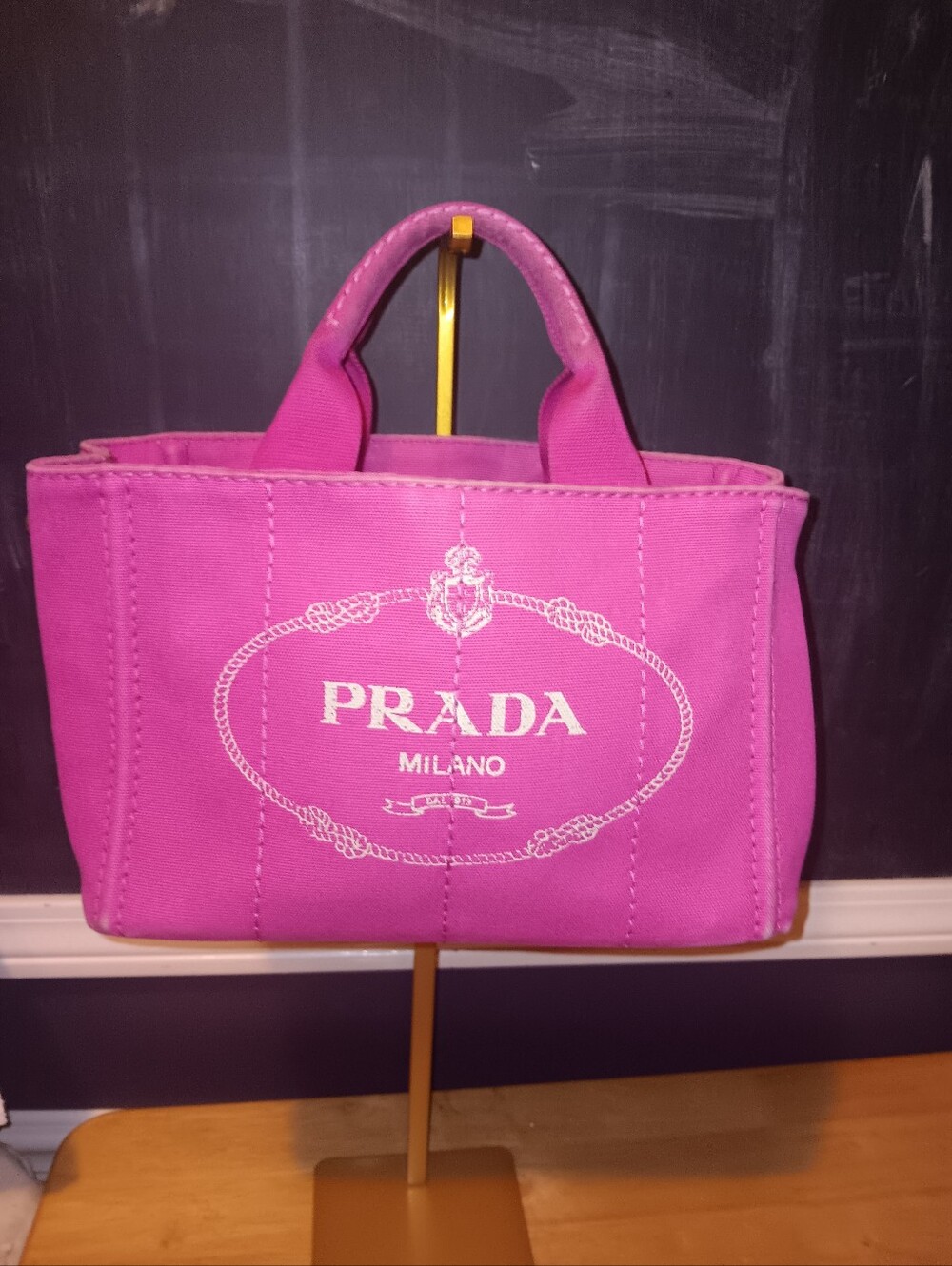 Prada Canapa Pink Canvas Tote Bag
